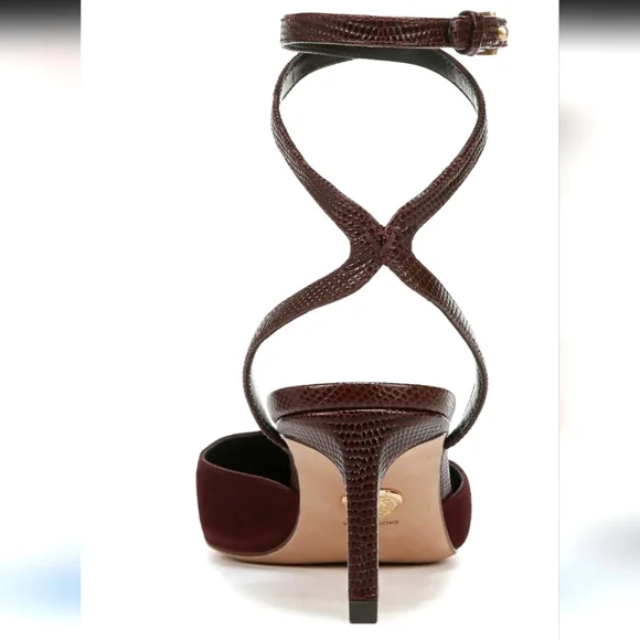 NIB$395 VERONICA BEARD Colette Wraparound Ankle Strap Point Toe Pump In Acai 5.5